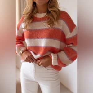 Season Crée avec Amour Orange And Purple Stripe Sweater